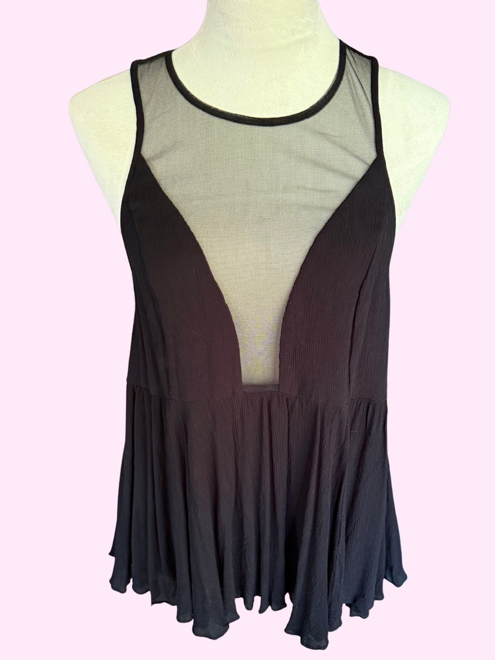 Intimately by Free People Black Marble Tank Top - S - Mesh Cutout - Picture 2 of 5